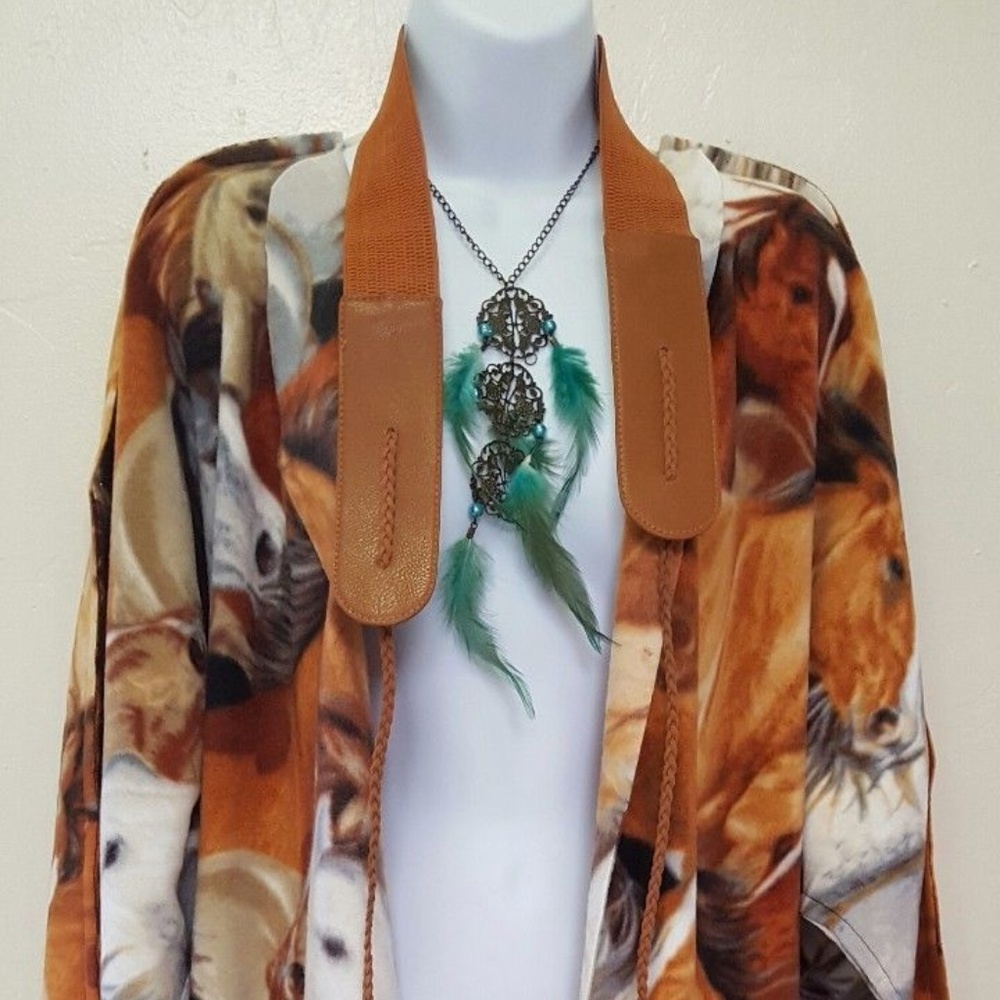 Southwestern Tribal Pony Print Fleece Coat
